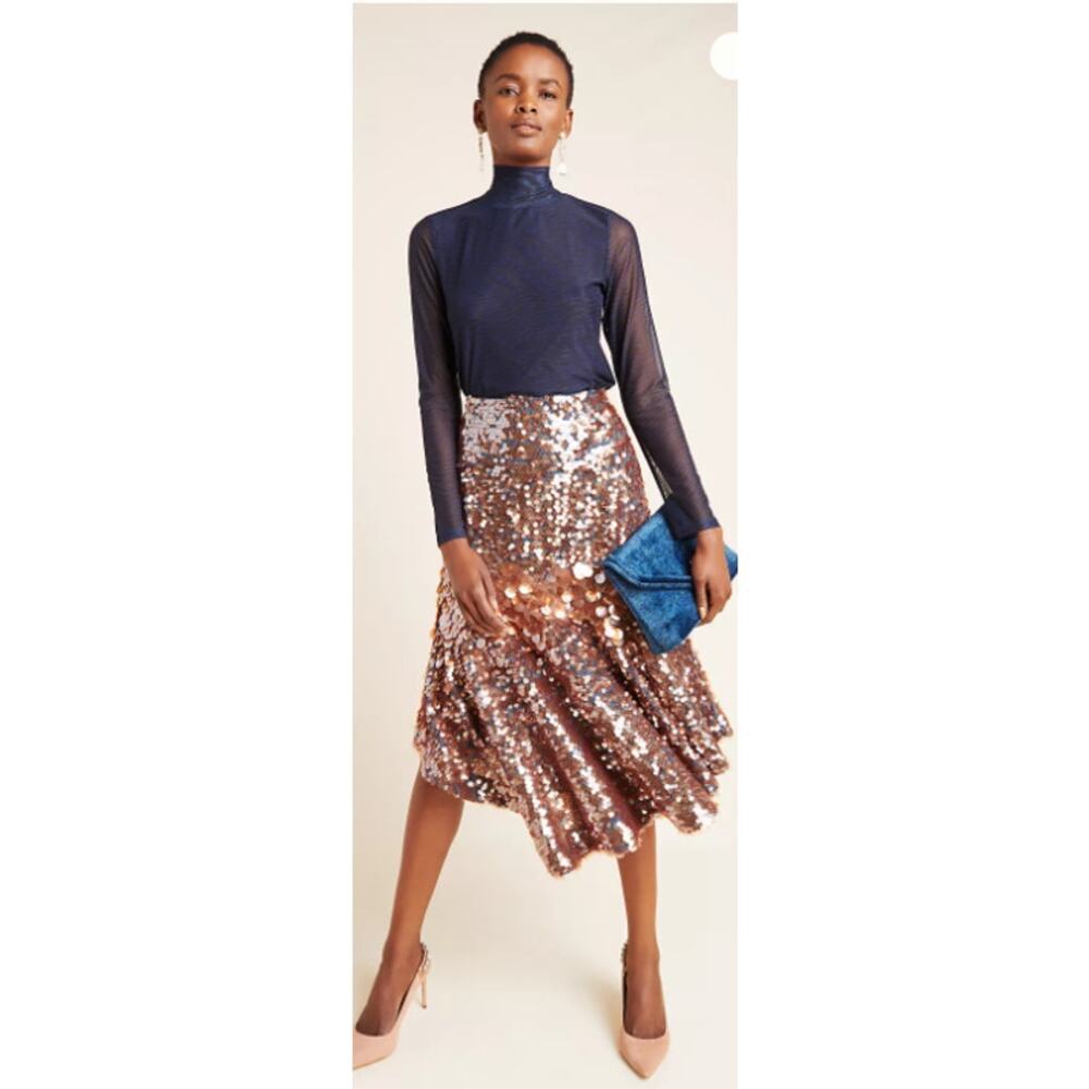 NWT Anthropologie Dhruv Kapoor Leonita Sequin Asymmetrical Skirt Size 0